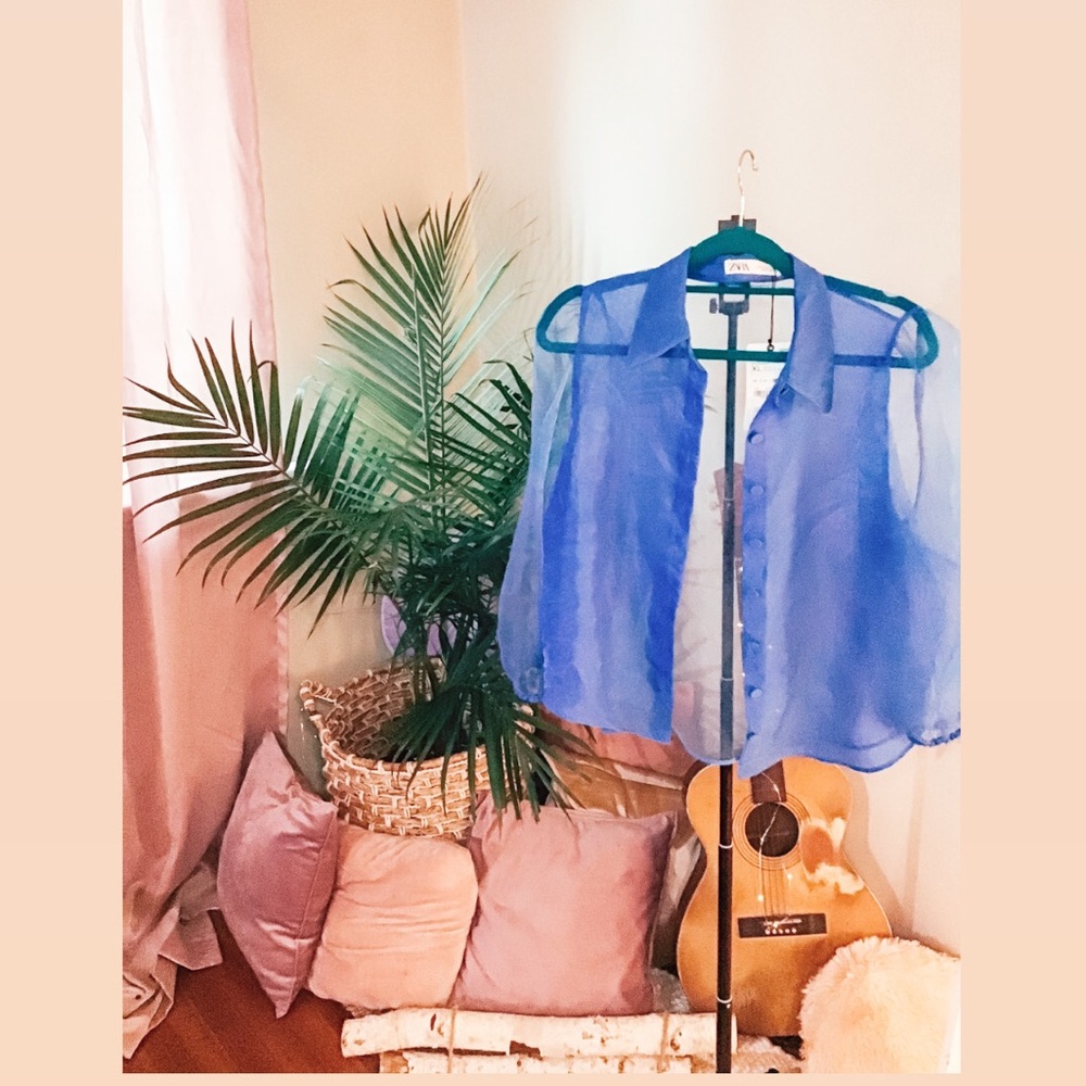 Zara | Electric Blue Organza Blouse